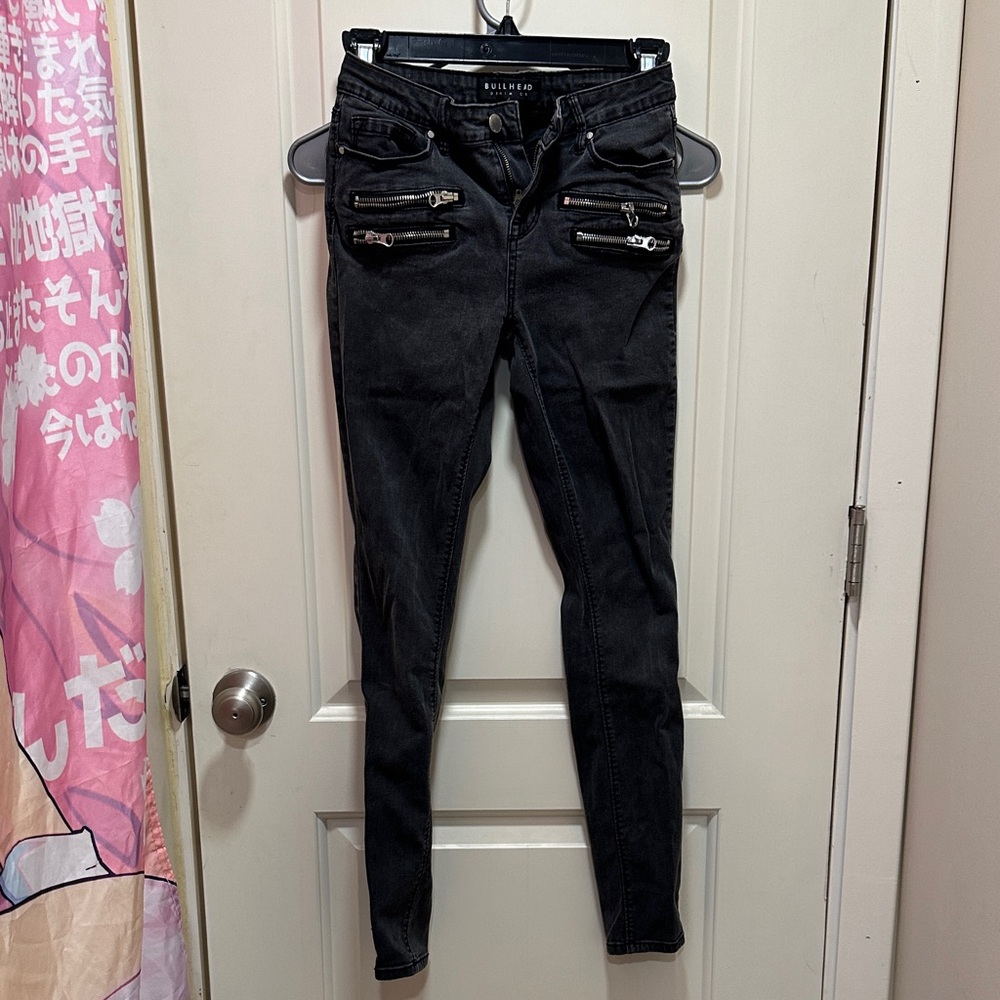 Bullhead Black Denim with Zipper Details